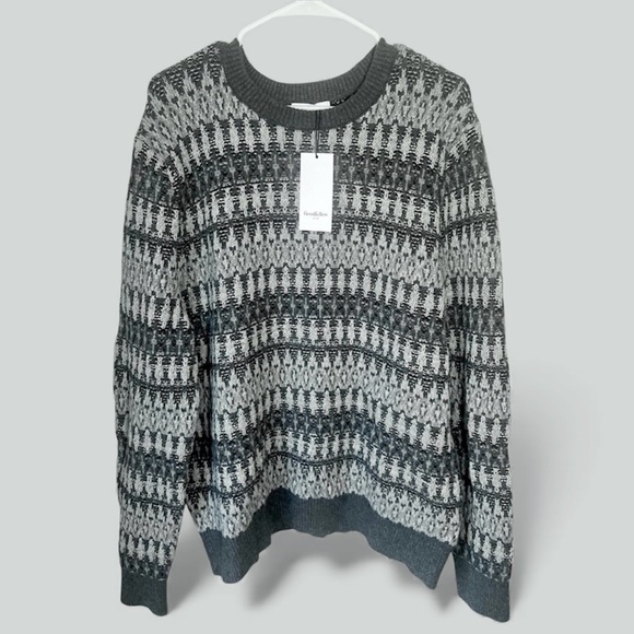 NWT Men's Fair Isle Design Ribbed Pullover Sweater Goodfellow & Co Gray Black L - Picture 1 of 8